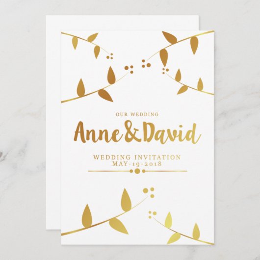 Goldene Hochzeit Einladung (Vorne/Hinten)