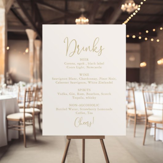 Goldene Hochzeit Getränkekarte Fancy Script Schild
