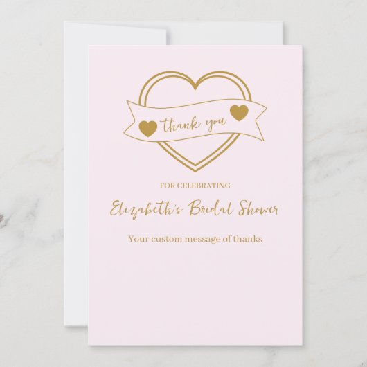 Goldene Hochzeit Hearts Brautparty Dankeskarte (Vorderseite)