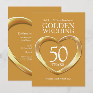 Goldene Hochzeit Herz 50 Jahre Goldparty-Einladung Einladung