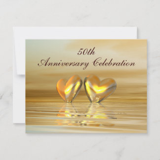 Goldene Hochzeit Herzen Einladung