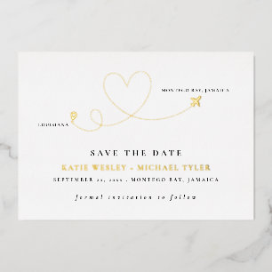 Goldene Hochzeit im Ausland Save-the-Date-Karte Folieneinladung