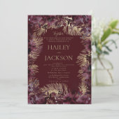 Goldene Hochzeit in Burgund Einladung (Stehend Vorderseite)