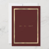 Goldene Hochzeit in Glam burgundy Glitzer Einladung (Rückseite)