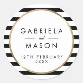 Goldene Hochzeit in Schwarz und Weiß Runder Aufkleber (Vorderseite)