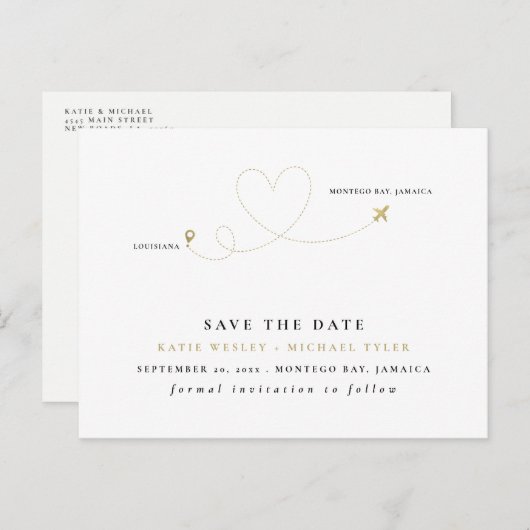 Goldene Hochzeit in Urlaubsort Save the Date Ankündigungspostkarte (Vorne/Hinten)