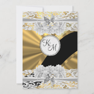 Goldene Hochzeit in weißer Spitze Einladung