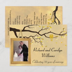 Goldene Hochzeit - Liebesvögel Einladung