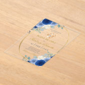 Goldene Hochzeit mit blauer Blume Acryleinladungen (Ablage )