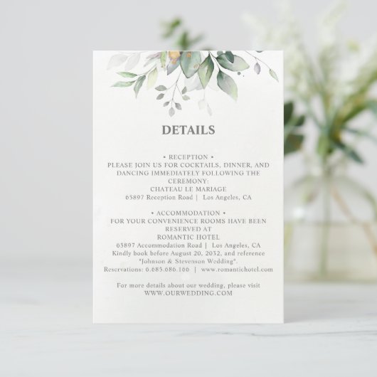 Goldene Hochzeit mit goldenem Blätterdach Begleitkarte (Stehend Vorderseite)