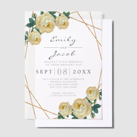 Goldene Hochzeit mit goldenem Glitzer Pergament Einladungen (Versetzt)