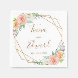 Goldene Hochzeit mit rosa Floral Serviette