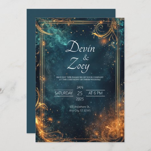 Goldene Hochzeit mitte Einladung (Vorne/Hinten)