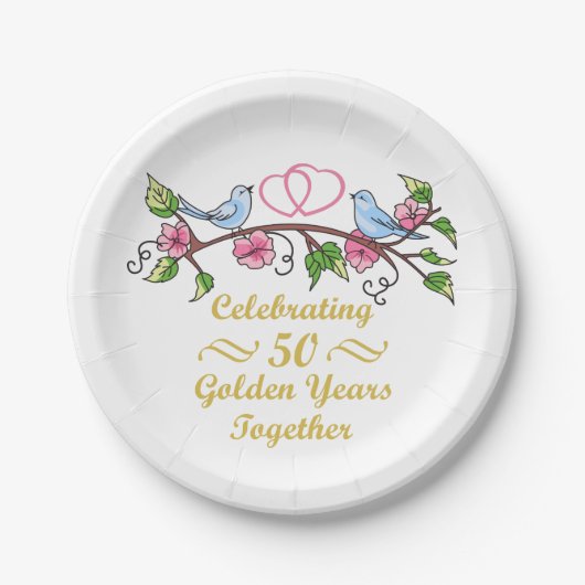 Goldene Hochzeit Pappteller (Vorderseite)