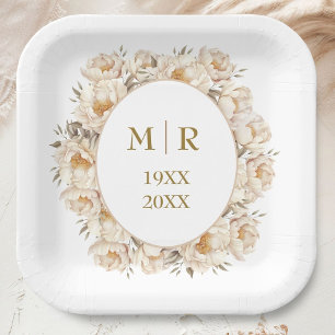 Goldene Hochzeit Pfingstrose Floral Pappteller