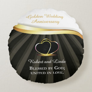 Goldene Hochzeit Religiöse Hochzeitsjubiläum Rundes Kissen
