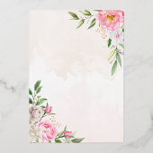 Goldene Hochzeit von Pink Watercolor Floral Geomet Folieneinladung (Rückseite)