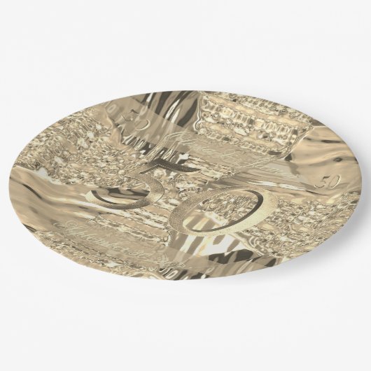 Goldene Hochzeit zum 50. Jubiläum Elegante Imitats Pappteller (Schrägansicht)