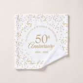 Goldene Hochzeit zum 50. Jubiläum Gold Confetti Badhandtuch Set (Waschlappen)