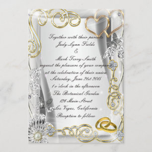 Goldene Hochzeiten und Herzeinladungen Einladung
