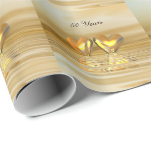 Goldene Hochzeits-Jubiläum-Herzen Geschenkpapier