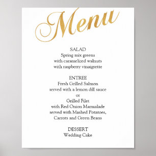 Goldene Hochzeits-Menüposter. Elegantes Abendessen Poster