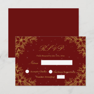 Goldene Hochzeits-RSVP mit aufwendigen floralen Gr RSVP Karte
