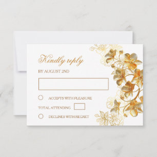 Goldene Hochzeitsblumen RSVP Karte