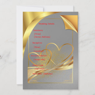 Goldene Hochzeitsdetails Karte Bearbeitbare Info