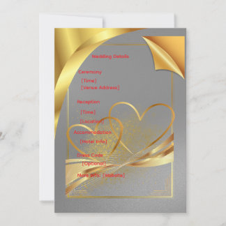 Goldene Hochzeitsdetails Karte | Bearbeitbare Info