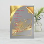 Goldene Hochzeitsdetails Karte | Bearbeitbare Info (Stehend Vorderseite)