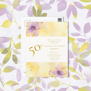 Goldene Hochzeitseinladung Violets 50th Postkarte