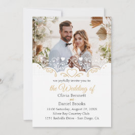 Goldene Hochzeitskarte mit Foto Einladung