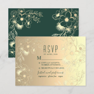 Goldene Hochzeitsmenü-Auswahl RSVP Karte