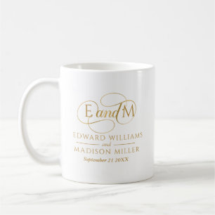 Goldene Hochzeitsmonogramm Personalisiert Kaffeetasse