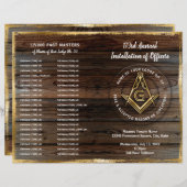 Goldene Holzbifold Masonic Programmvorlage (Vorne/Hinten)