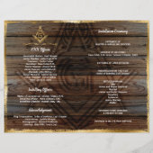 Goldene Holzbifold Masonic Programmvorlage (Rückseite)