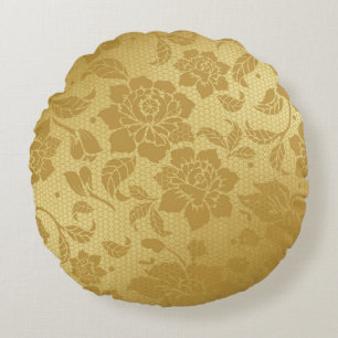 Goldene Honeycomb Blume Blumengestein Rundes Kissen