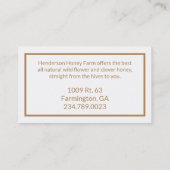 Goldene Honig-Bienen-Visitenkarte Visitenkarte (Rückseite)