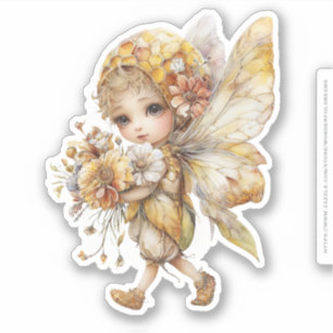 Goldene Honig Fee Welt – 04 Blumen tragend Aufkleber