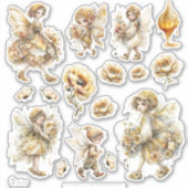 Goldene Honig Fee Welt – Blumen tragender Sticker (Vorderseite)