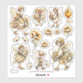 Goldene Honig Fee Welt – Blumen tragender Sticker (Blatt)
