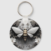 Goldene Honigbiene auf der Leinwand Schlüsselanhänger (Rückseite)