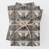 Goldene Honigbiene auf dunkler Leinwand Geschenkpapier Set (Beispiel)
