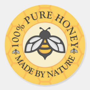 Goldene Honigbiene & Honigwabe - 100% reiner Natur Runder Aufkleber