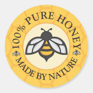 Goldene Honigbiene & Honigwabe - 100% reiner Natur Runder Aufkleber