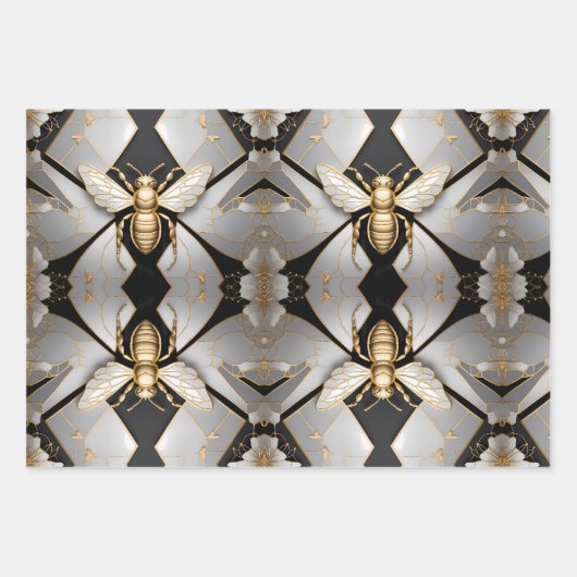 Goldene Honigbiene Kunst Geschenkpapier Set (Vorderseite)