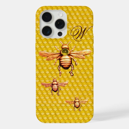 GOLDENE HONIGBIENEN MONOGRAMM iPhone HÜLLE (Rückseite)