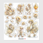 Goldene Honigfee Welt – Blumen tragend Aufkleber (Blatt)