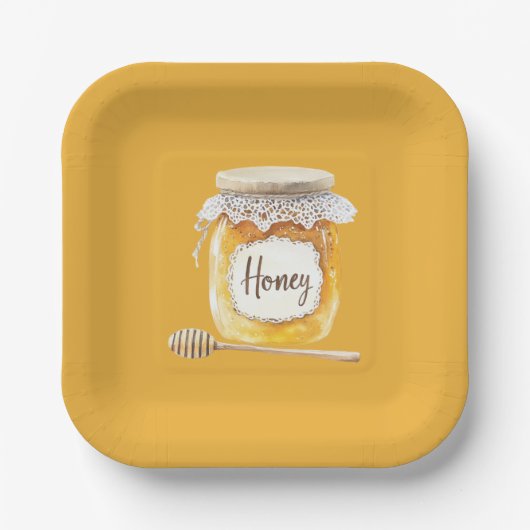 Goldene Honigglas-Nahrung Pappteller (Vorderseite)